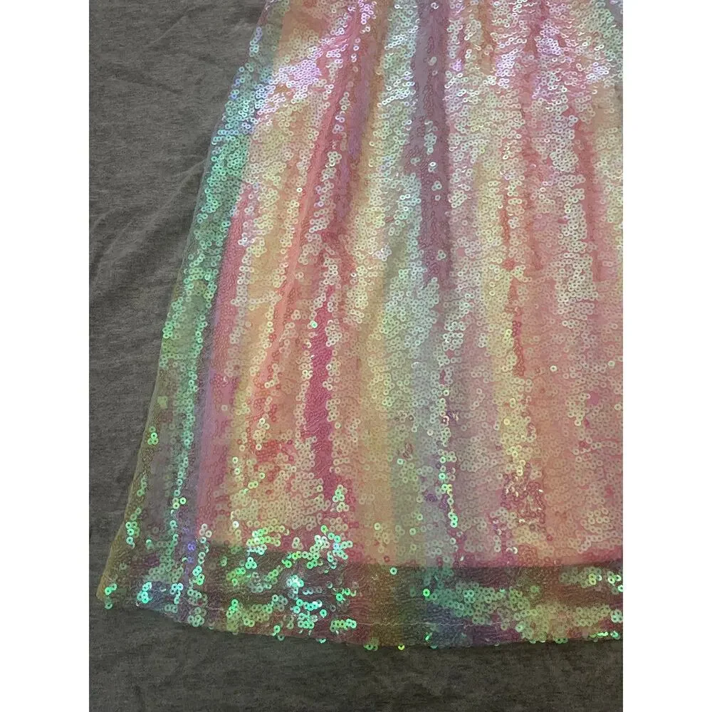 New Zunie Girls Size 12 Pink Purple Yellow Sequin Sleeveless Dress